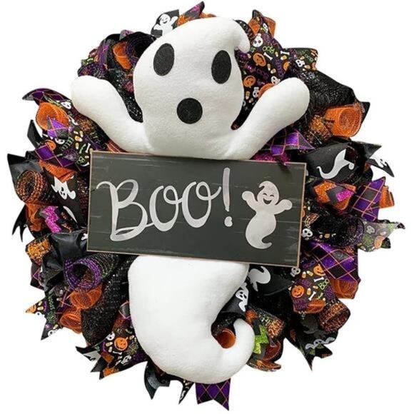 Halloween Witch Ghost Wreath for Front Door Outside Wreath Decor - Picture 1 of 7